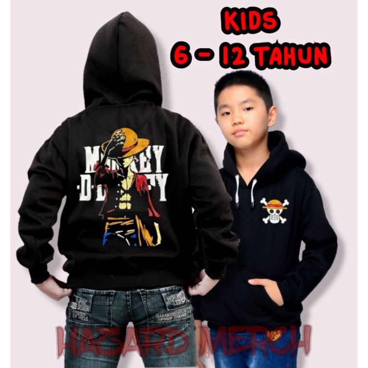 JAKET HOODIE ANAK ANAK / HOODIE ANIME ONE PIECE / MONKEY D LUFFY