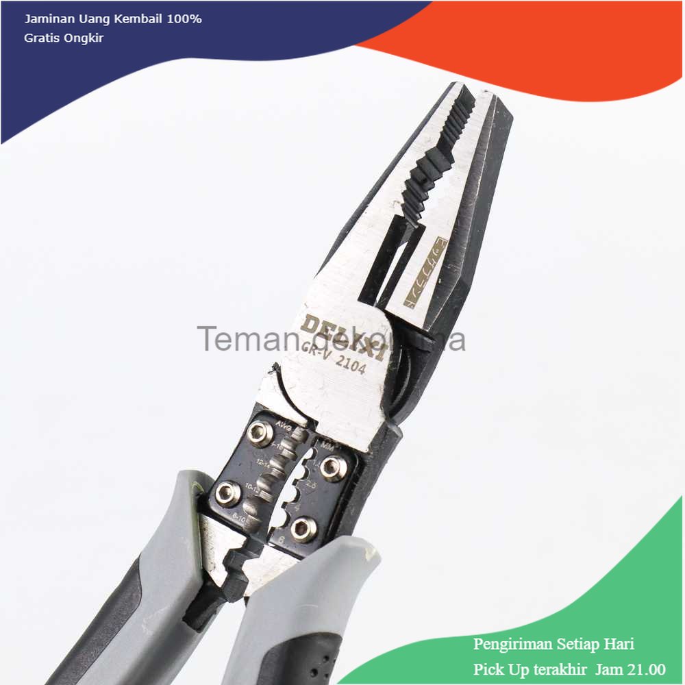 TD - HTA DELIXI Tang Pemotong Kawat CRV Multifungsi Wire Cutter 7 inch - 2104