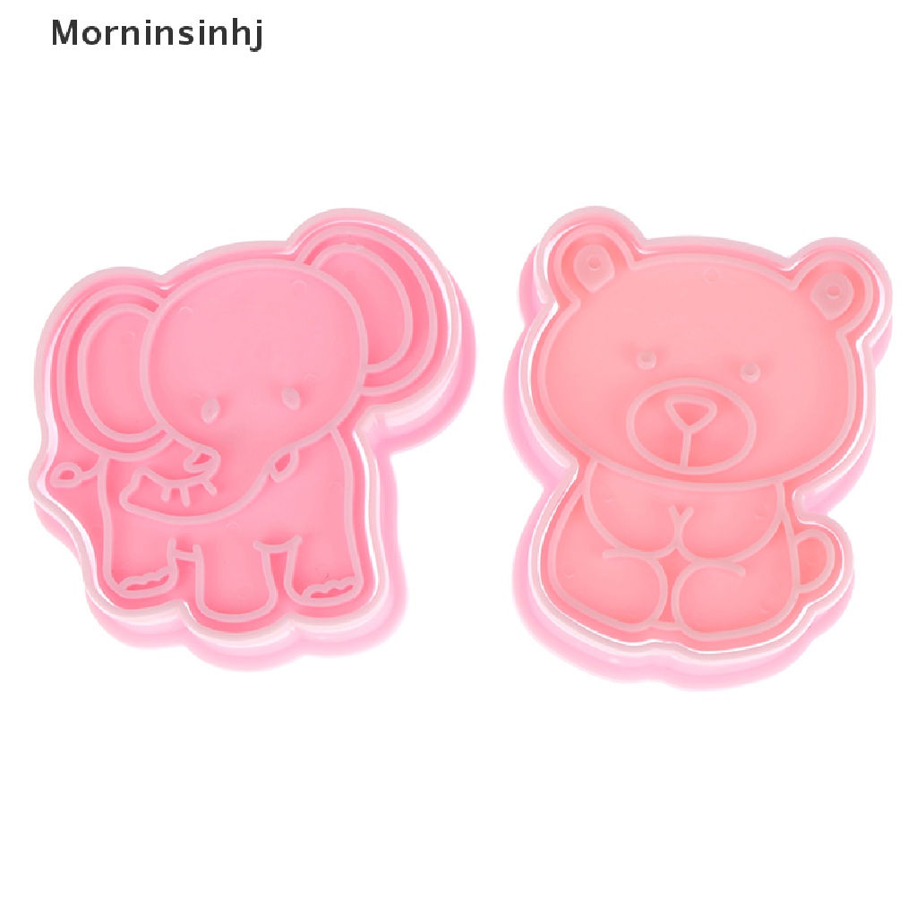 Mornin 4Pcs/set Kartun Gajah Singa Hippo Bear Hewan Cookie Cutter Biskuit Baking Buah Dapur Kue Cetakan Alat Embos Pring Fondant Kue Pastry Mold id