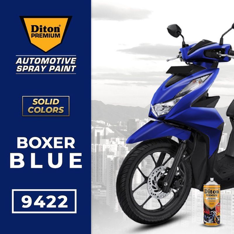 Diton Premium Paket Lengkap 3 Kaleng 400cc Biru Tua Boxer Blue 9422 Glossy Mengkilap White 9102 Clear Glossy 9128 Pilox Pilok Cat Semprot Spray Paint