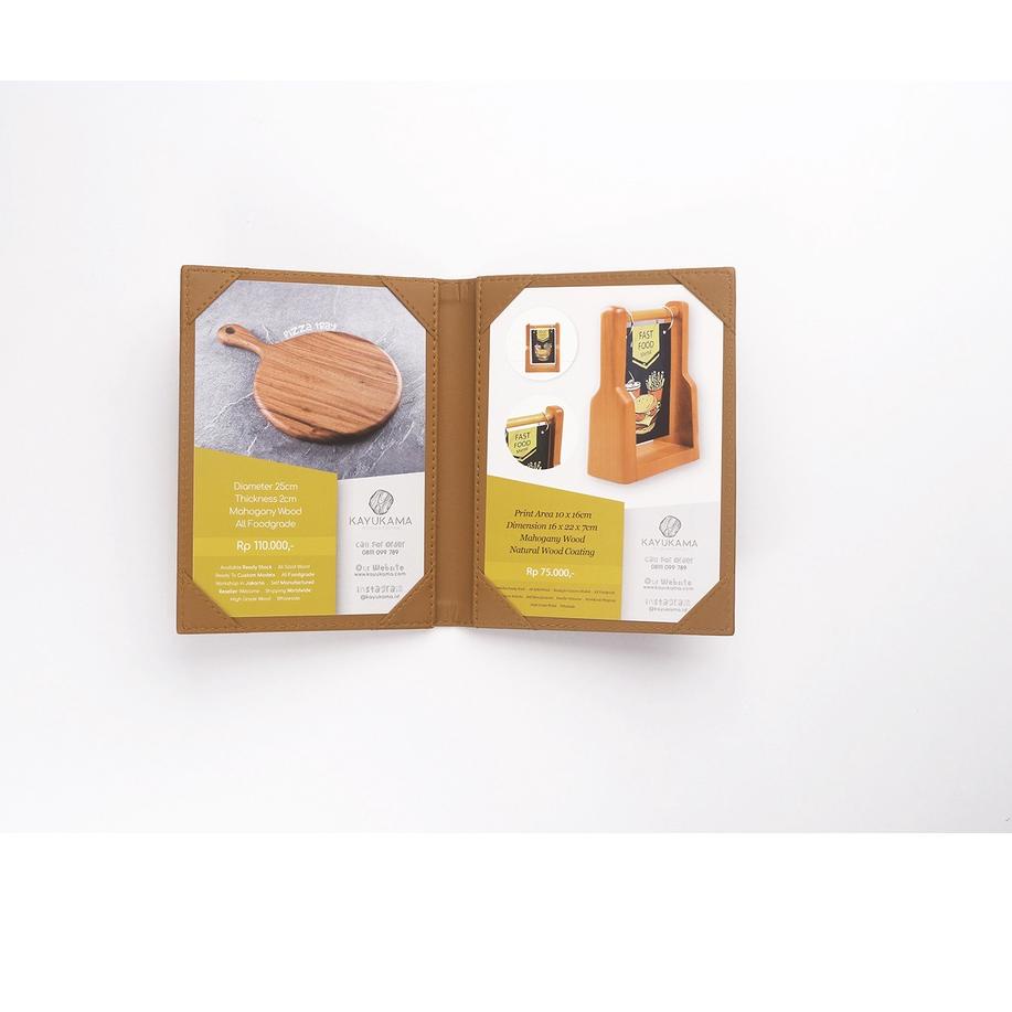 

BUKU MENU RESTORAN KULIT SIDE BY SIDE A5 & A4 MENU CAFE COFFEE SHOP RESTAURANT .. .. ..