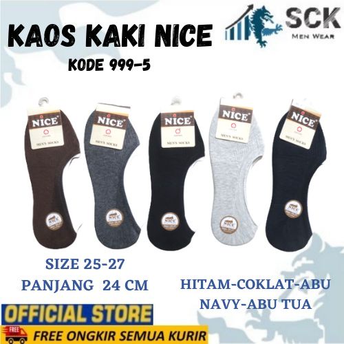 Kaos Kaki Pria NICE 999-5 Tumit POLOS / Kaus Kaki NICE Pria / Invisible Socks Cowok