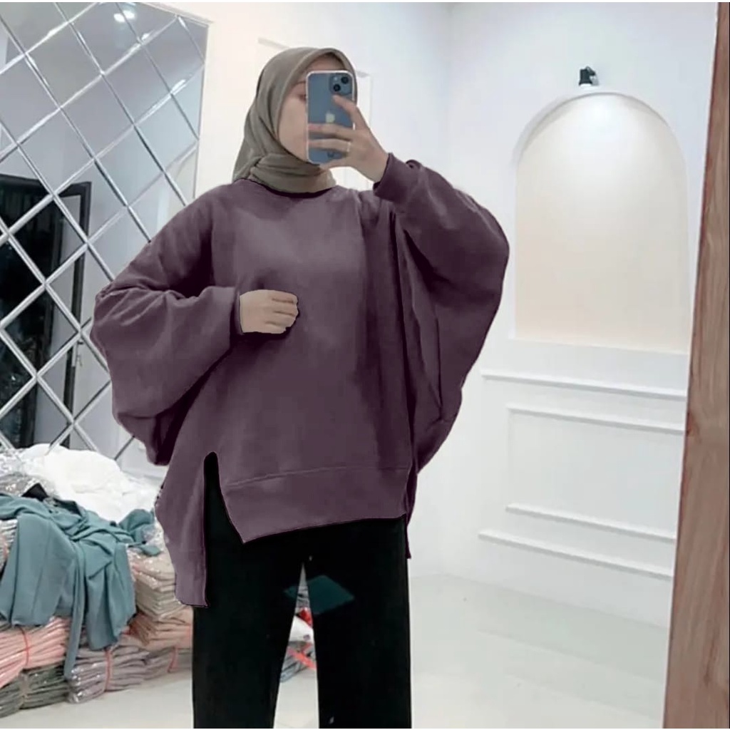 Sweater XXXL Belah Pinggir Oversize Oblong Wanita | Sweater Wanita Bigsize | Sweater Basic Oversize