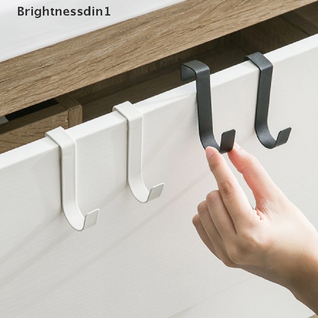 [Brightnessdin1] 2pcs S-Shaped Stainless Steel Hook Belakang Pintu Lemari Dapur Serbaguna Lubang Bebas Pintu Kamar Mandi Belakang Rak Penyimpanan Kunci Organizer Butik