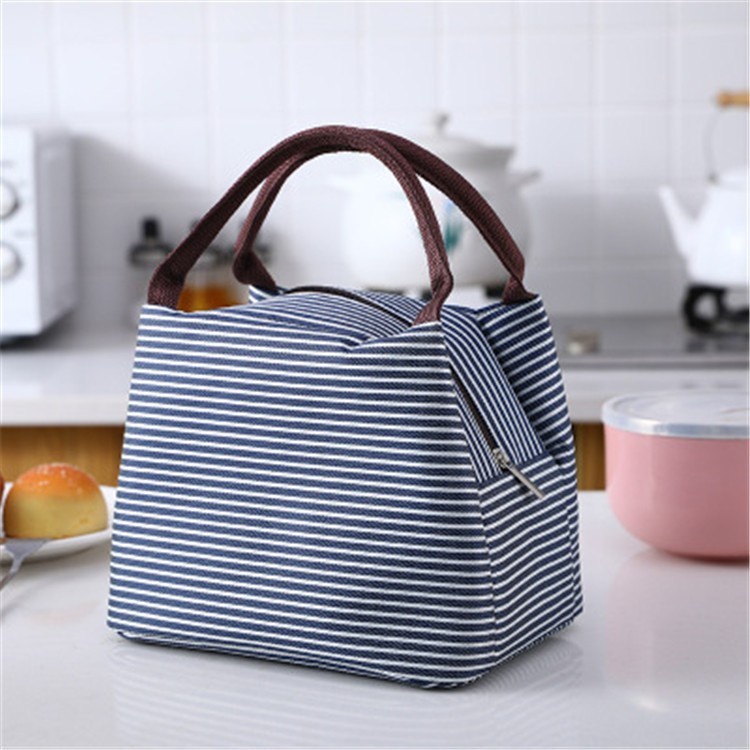 Tas Bekal Lucu Motif Salur Lunch Cooler Bag Salur Garis untuk Tempat Makanan