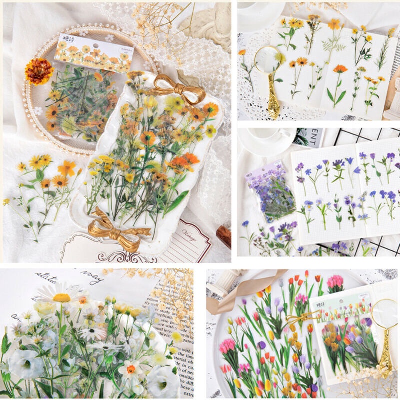 40pcs / lot Stiker Desain Bunga Untuk Dekorasi Scrapbook