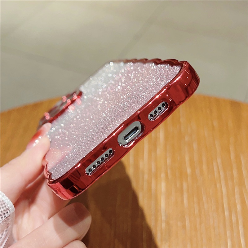 IPHONE Casing Hp Glitter Gradasi Bergelombang Iphone11 12 13 14 Pro Max Plus X Xs Max Xr 7 8 Plus SE Shockproof Case Cover