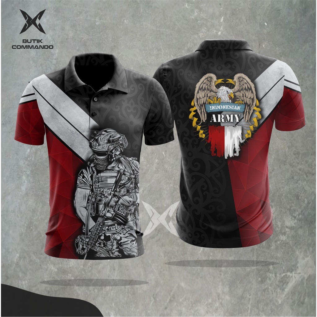 Kaos Dryfit Baju Olahraga Berkerah Army Look Jersey Badminton Futsal Pria Wanita Unisex Original