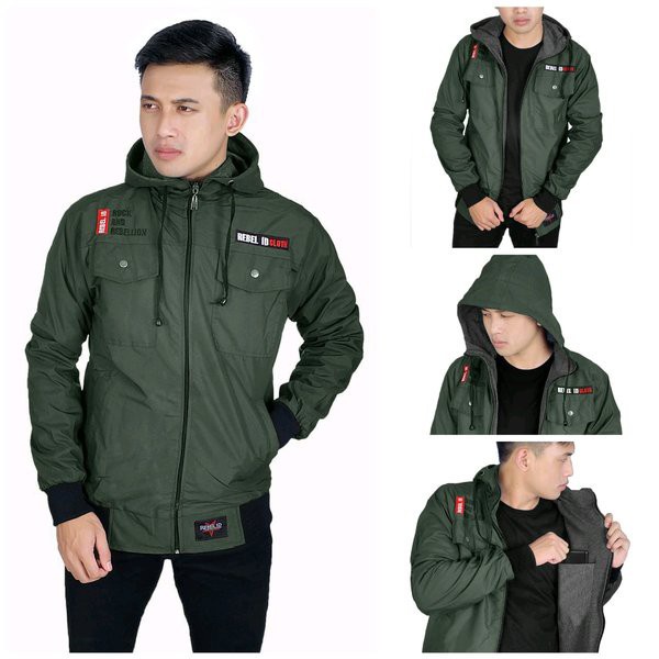 Jaket Parasut Bolak Balik Pria Jaket Semi Parka Size M-L-XL-XXL