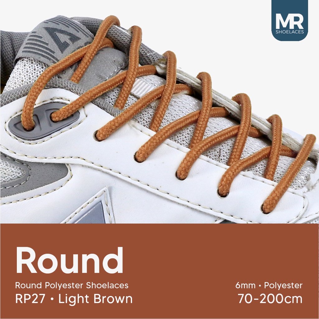 MR Shoelaces RP27 Coklat Muda (Light Brown) Tali Sepatu Bulat Round Big 6mm Shoelaces 90cm 100cm 120cm 150cm 180cm-200cm Polyester