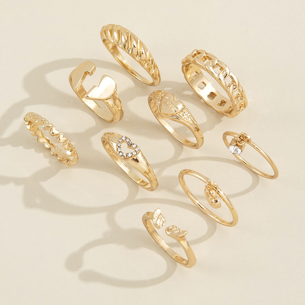 Temperamen Kreatif Cincin Set Ins Cinta Yang Sama Berlian Sayap Cincin Vintage Cincin Set Grosir