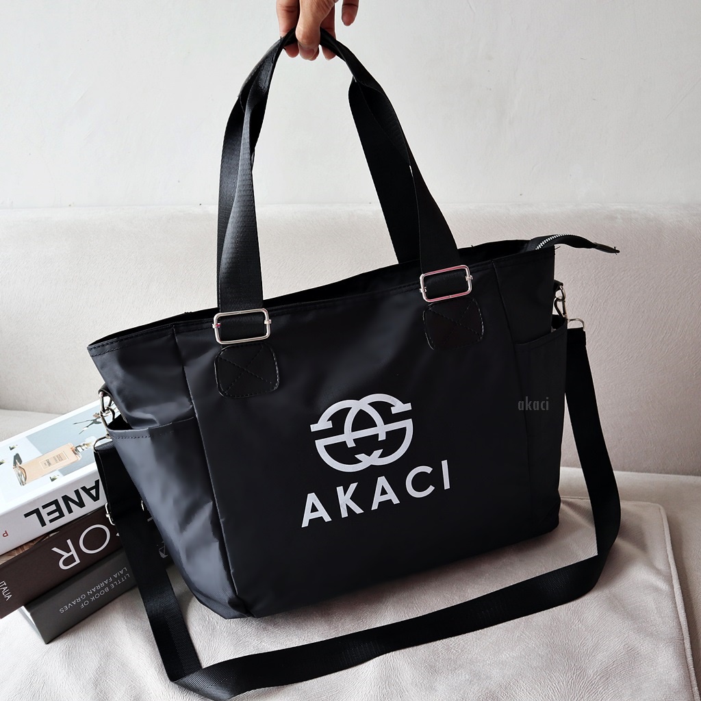 Akaci Tas Tote big size nilon Akaci ori bisa selempang free dusbag/sarung travel bag 04-6887.02 mudik