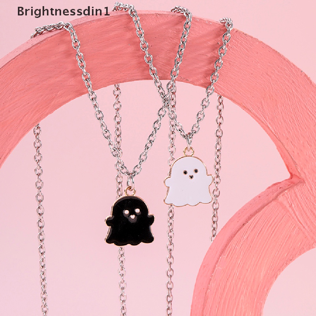 [Brightnessdin1] Kartun Hantu Persahabatan Pasangan Liontin Kalung Fashion Wanita Pria Teman Terbaik Indah Kalung Perhiasan Hadiah Butik