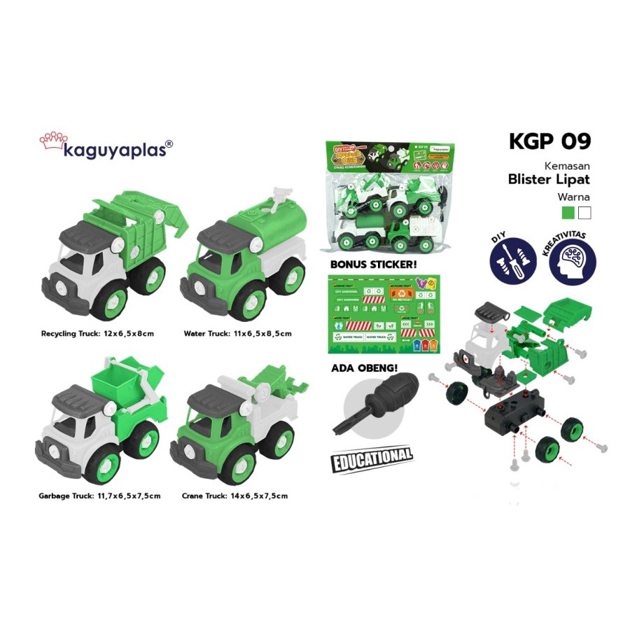 Mainan Bongkar Pasang DIY Mekanik Cilik Dinas Kebersihan KGP09