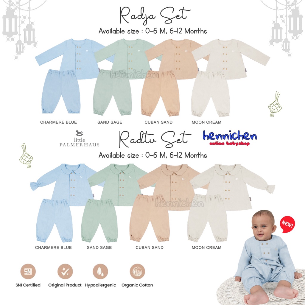 PROMO 7.7 PROMO BAJU LEBARAN LITTLE PALMERHAUS TIMELESS RADJA SET BAJU KOKO ANAK / RADTU SET SETELAN MUSLIM ANAK LAKI LAKI DAN PEREMPUAN BAJU PANJANG CELANA PANJANG BAJU LEBARAN BAJU EDISI LEBARAN 0 - 12 BULAN