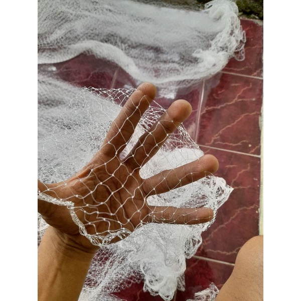 Daun jaring jala ikan 1 inci panjang 4,5 meter senar 0,30 tanpa pemberat/ tanpa rante timah