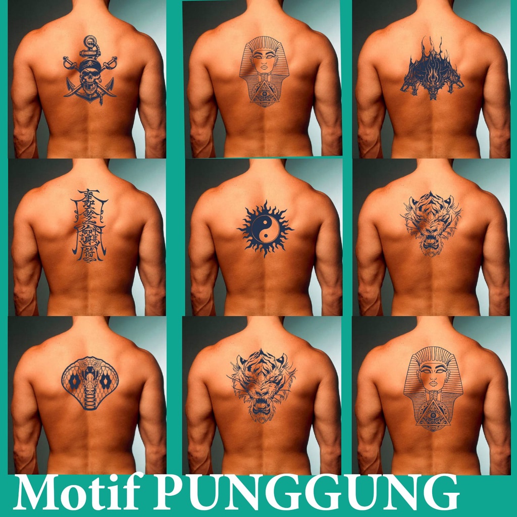 HM-Stiker tato temporer semi permanen Motif Punggung Paha Dada