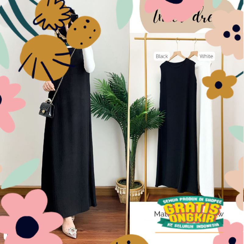 Orimoza Inner Dress Crinkle Tanpa Lengan / baju nagita