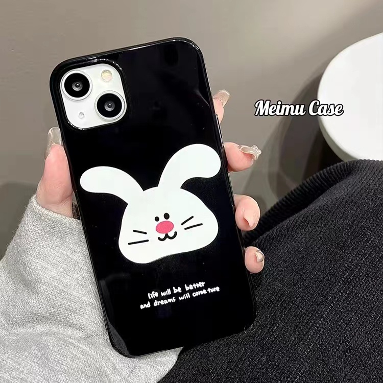 IPHONE Ins Pola Kartun Kelinci Cocok Untuk Iphone14 14pro 14plus 13 13mini 13pro 13prm iPhone12 7Plus 8Plus Xr XS 13 12mini Pro Max Empat Sudut Casing Ponsel Tahan Guncangan