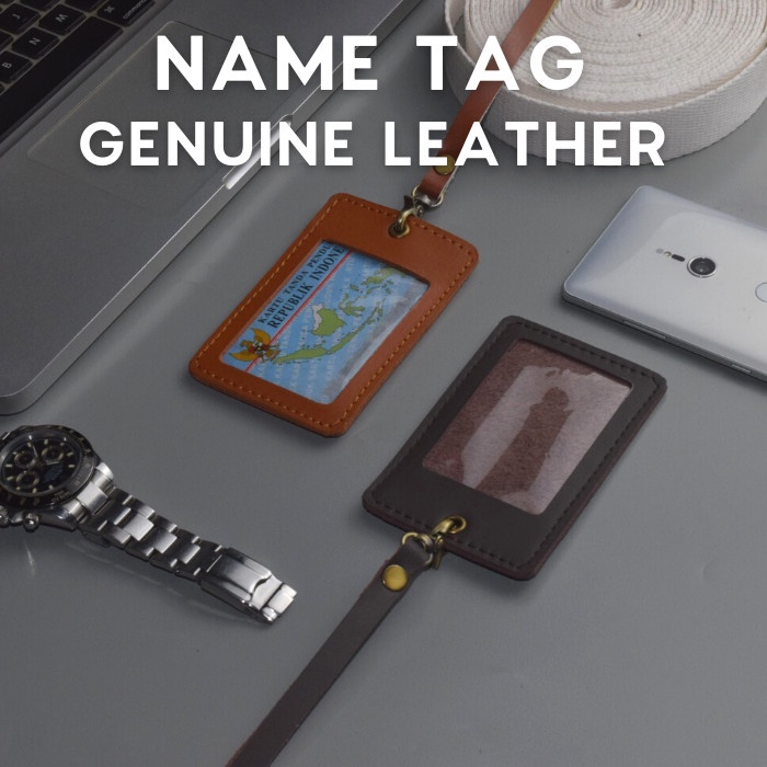 

name tag id card holder tempat kartu kulit asli genuine leather sikile