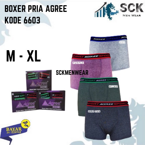 [ISI 2] CD Cowok AGREE 6603 Model Boxer / Celana Dalam Bahan Katun Halus / Pakaian Dalam Pria - sckmenwear GROSIR