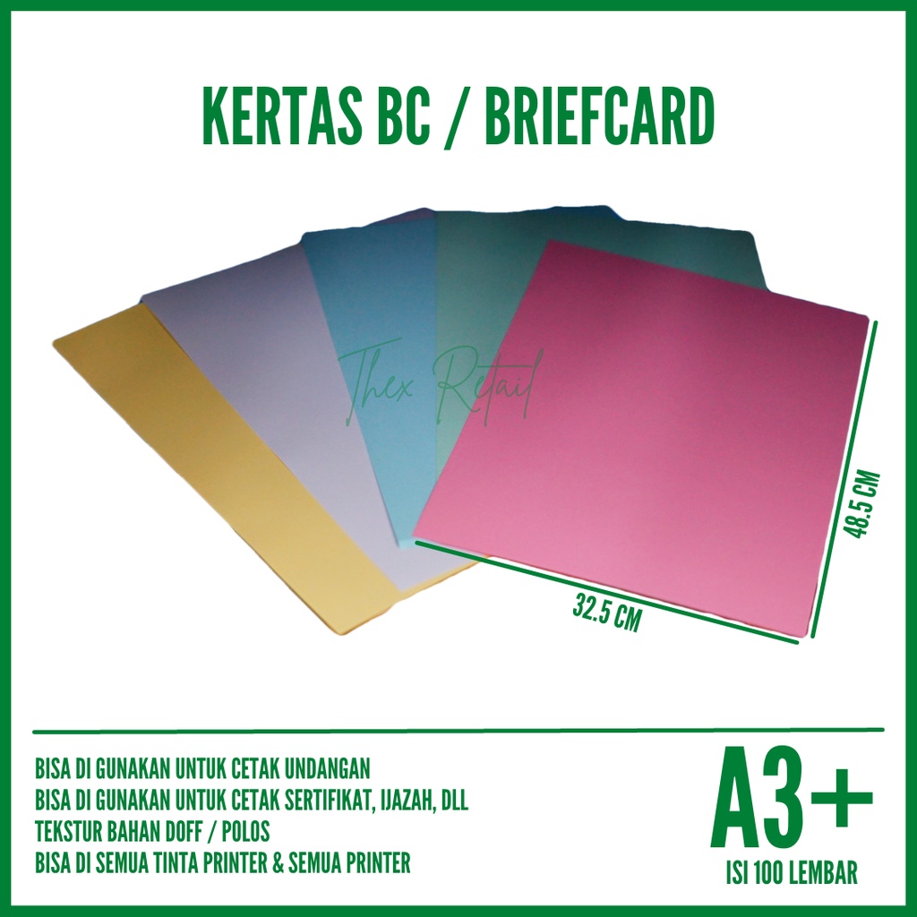 

Kertas BC A3 Plus 160 gsm isi 100 lembar / Brief Card A3 Plus / Kertas Brief Card A3 Plus