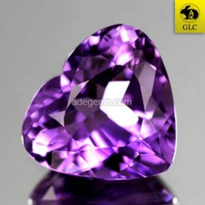 AT-030 Batu Permata Purple Amethyst Kecubung Ungu Heart Hati Uruguay Natural 8.24 Ct. Untreated Bers