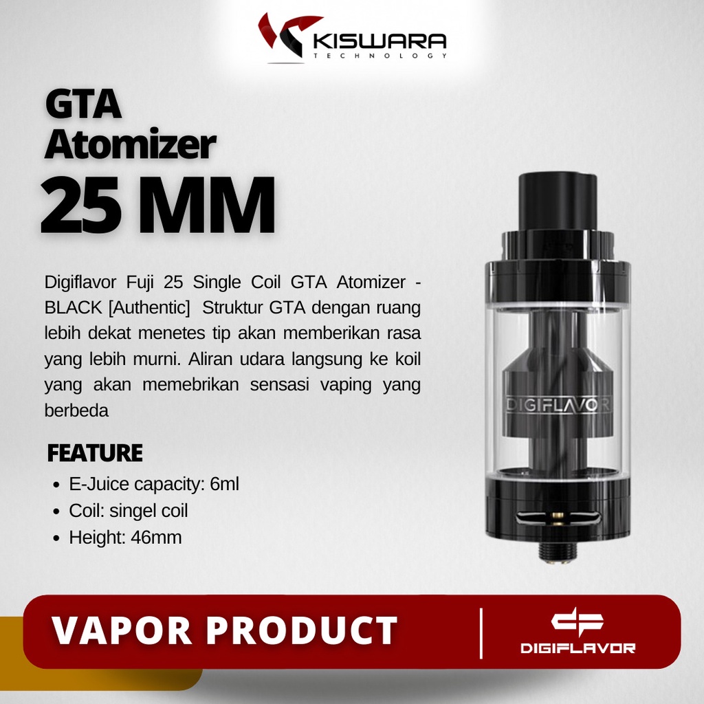 Digiflavor Fuji Son 25 GTA Atomizer - BLACK [Authentic] KiswaraBandung