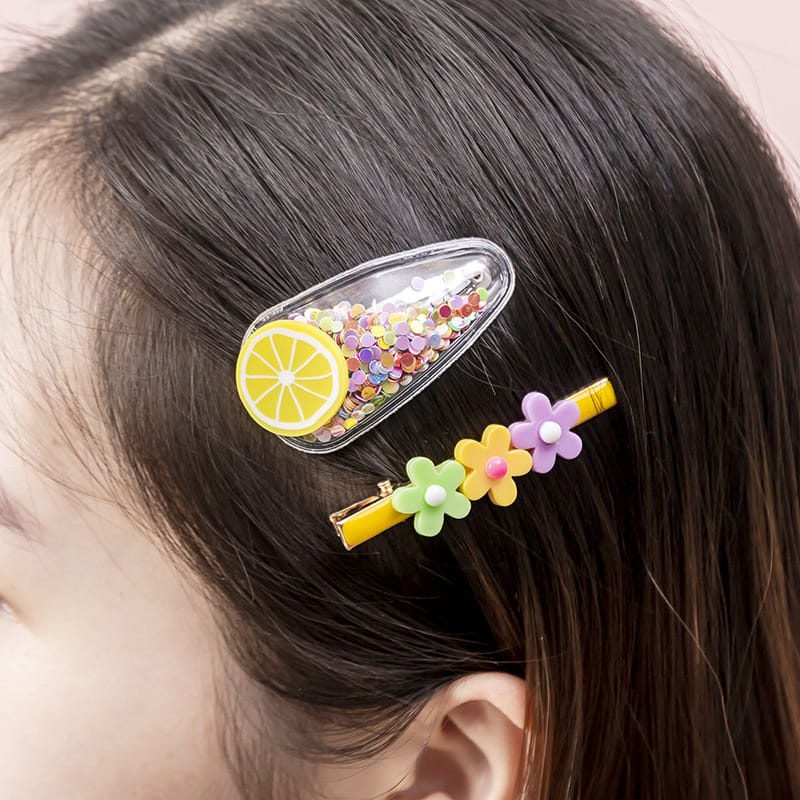 LDS Jepit Rambut Anak Poni Rainbow Buah Permen 6 in 1 / Hair Clip Pelangi Candy Fruit Motif Karakter Lucu / Aksesoris Gaya Korea Import Murah