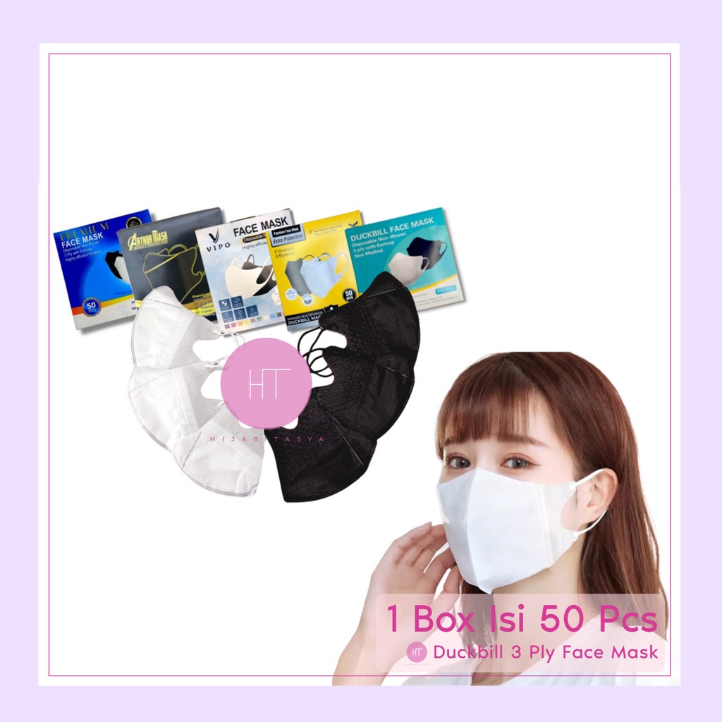 Masker Duckbill Garis 3 Ply Face Mask 1 Box Isi 50 Pcs