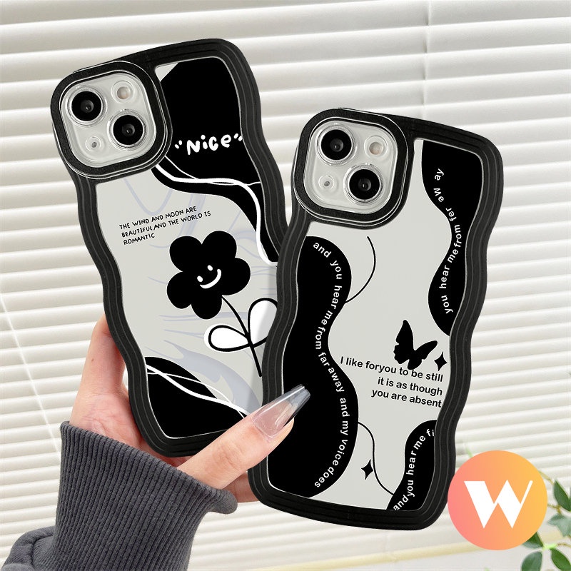 Case Kupu-Kupu Vintage Kompatibel Untuk Samsung A04 A13 A03s A22 A30s A04s A53 A52 A51 A50 A20 A50s A31 M32 A12 A21s A33 A02s A04E M22 A11 A32 A52s A23 Retro Bunga Bergelombang Penutup Tepi