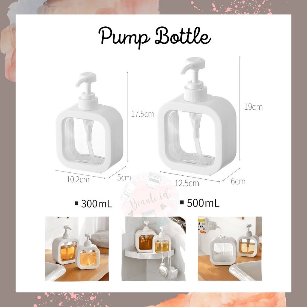 Botol Sabun Model Tekan Transparan Putih Estetik 300/500 ml Botol Handsanitizer Botol Penyimpanan Cairan Sabun Mandi Sampo Serbaguna Botol Kosong Isi Ulang Refill Bottle Pump Aesthetic Dekorasi Sovenir