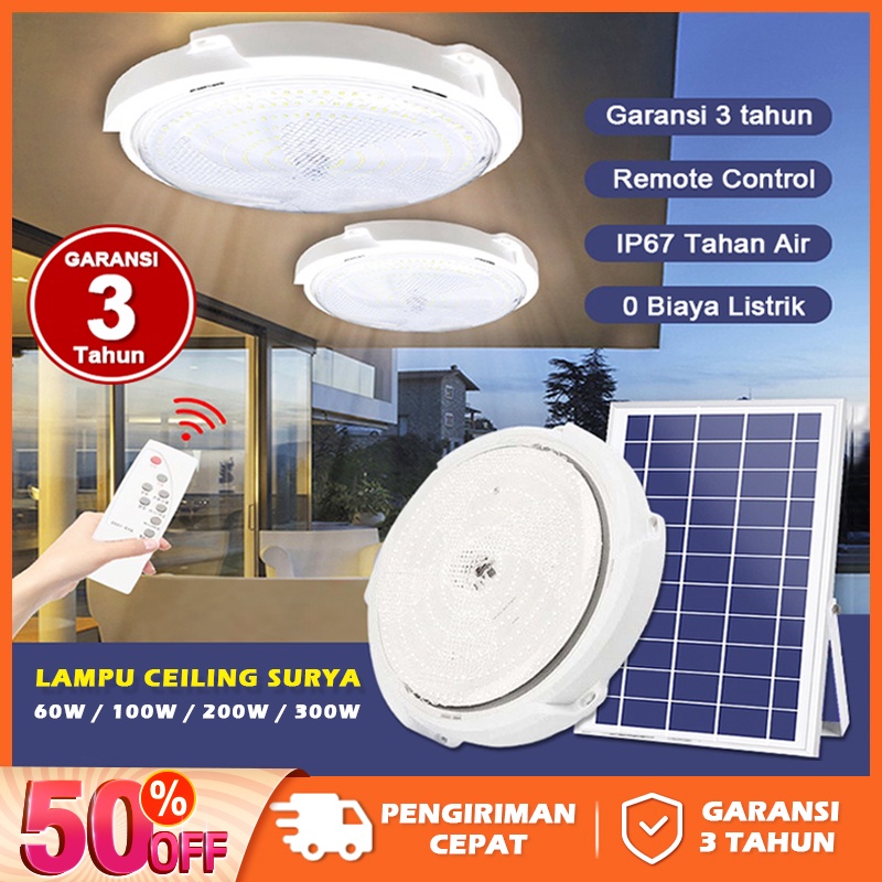 BELILCD Lampu Langit-langit Surya LED Solar Ceiling Lampu Pencahayaan Dalam Ruangan Rumah Cahaya Putih Lampu Tenaga Surya Lampu Plafon Hias