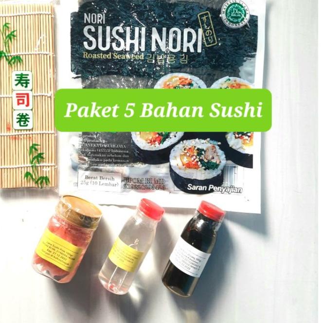 

♂ Paket Bahan Sushi Tipe 5 Halal Nori Cuka Bambu Gari Shoyu Jahe jepang gari soy sauce Vinegar seaweed red ginger ❇