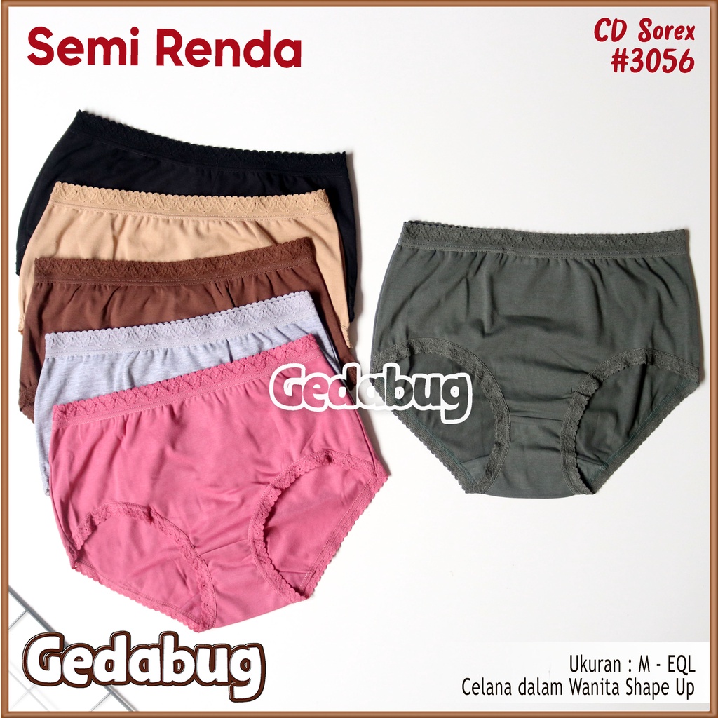 CD Wanita Sorex 3056 Semi Renda | Celana dalam wanita Cutting Maxi Supersoft | Gedabug