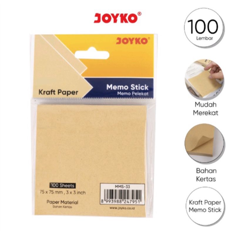 

Memo Stick Sticky Note Kertas Memo Tempel Joyko MMS-33 Kraft Paper
