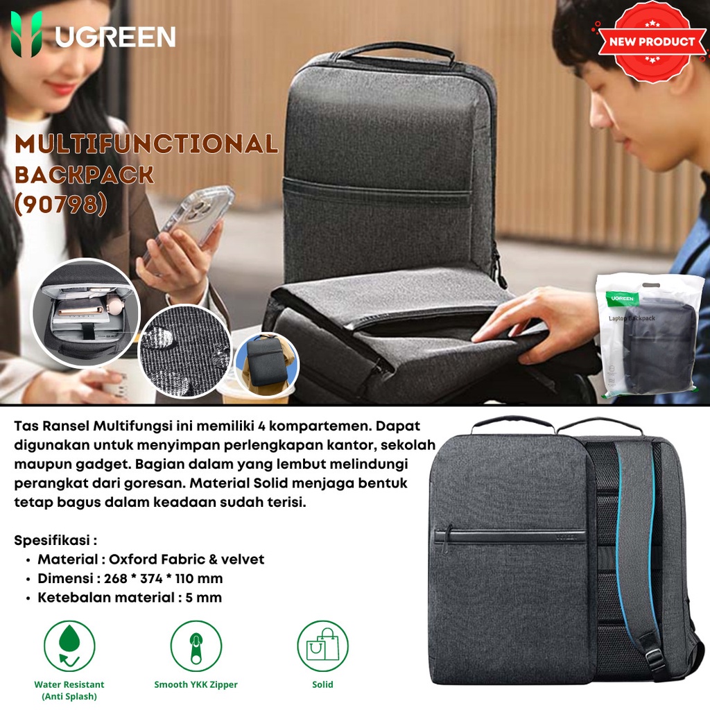 UGREEN Urban Backpack Tas Ransel Universal Multifungsi Up To 15.6&quot; Inch WaterProof Laptop Macbook 90798