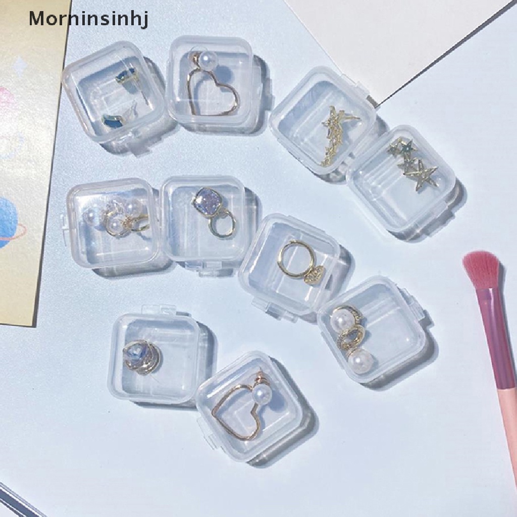 Mornin 10Pcs Square Transparan Jewelry Storage Case Anti-Oksidasi Wadah Kotak Penyimpanan Jewelry Organizer Untuk Anting Cincin Kalung Gelang id