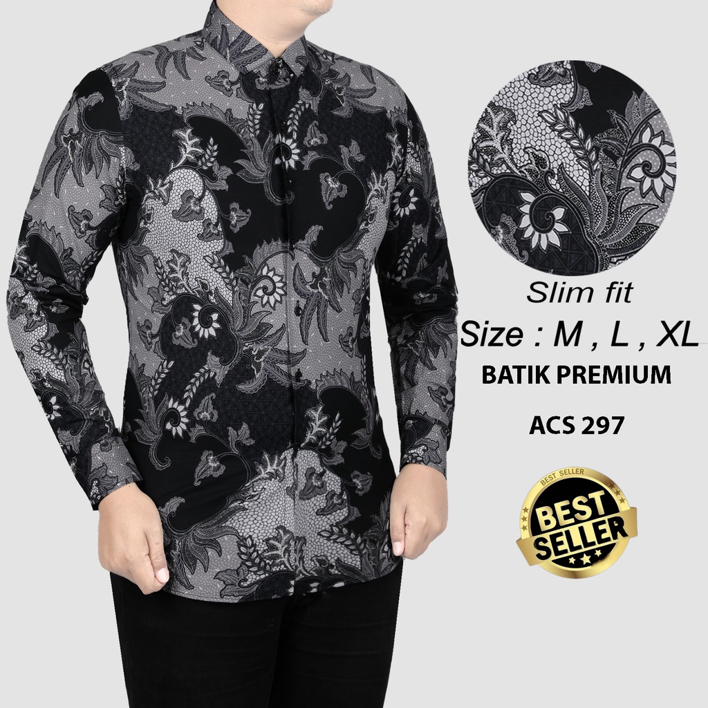 KEMEJA BATIK PRIA SLIM FIT LENGAN PANJANG BAJU BATIK PRIA ACS297