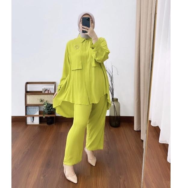 Rekomendasi JESIKA SET ATASAN BLOUSE WANITA / JEYKA SET CRINCLE AIRFLOW KANCING BELAKANG VARIASI