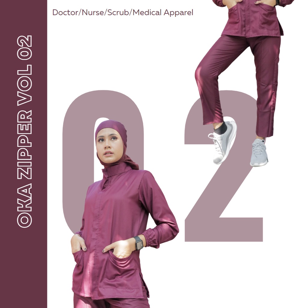 BAJU JAGA LENGAN PANJANG MODEL ZIPPER//VOL 2 //BAJU OK/BAJU SCRUB/SERAGAM PERAWAT