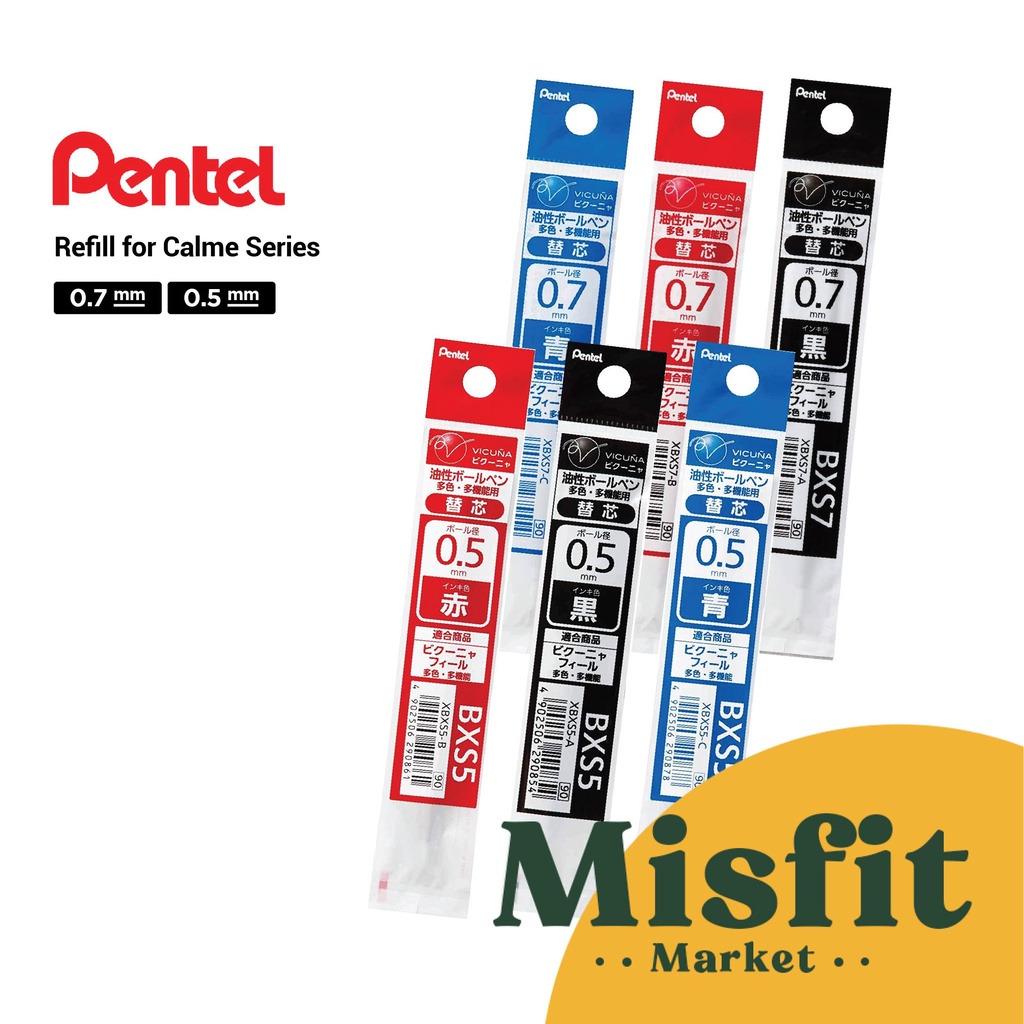 

Pentel Refill for Calme Multi Color Ballpoint Pen Isi Ulang Tinta Pulpen XBXS 0.5 0.7 mm