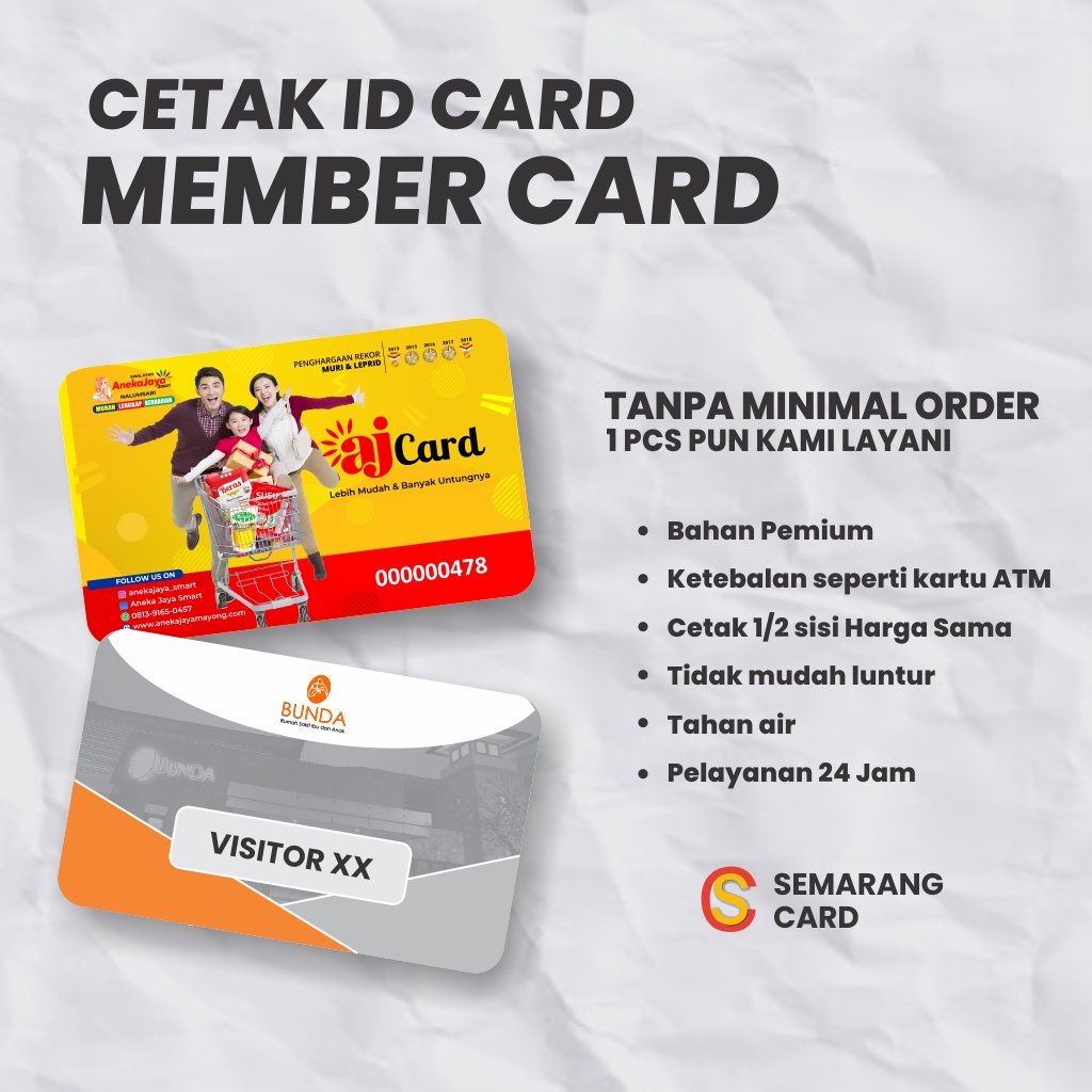 

CETAK ID CARD PVC Premium standart ATM / Kartu Member / Kartu Pelajar TANPA MINIMAL ORDER