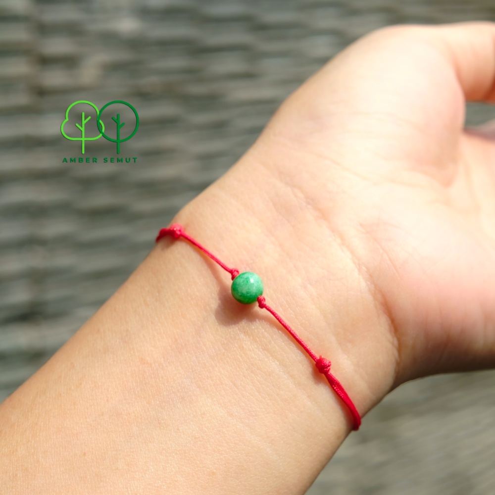 Gelang Jade Batu Giok Hijau Adjustable