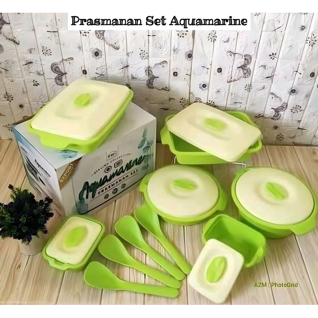 TEMPAT WADAH MAKAN PRASMANAN AQUAMARINE SERVING SET 16 PCS FREE PACKING BUBBLE VD