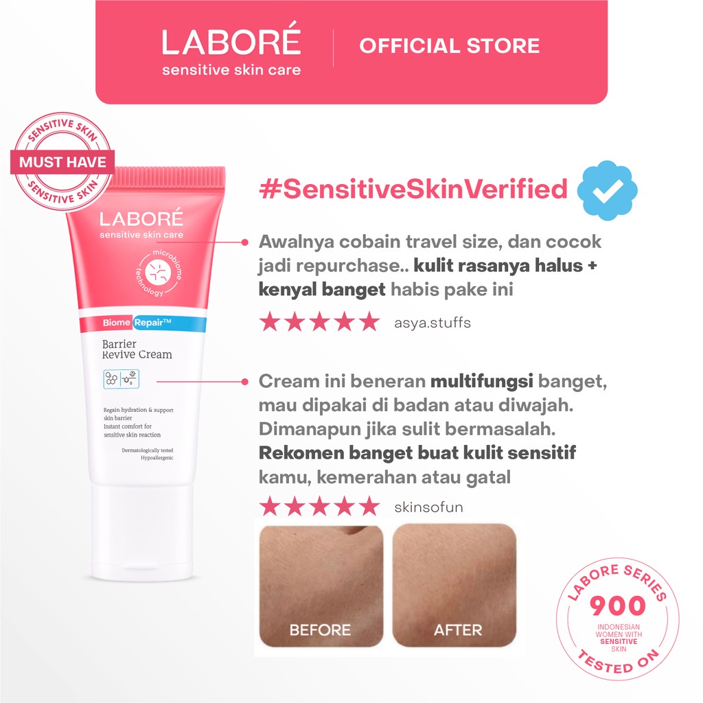 LABORE Sensitive Skin Care Haji &amp; Umroh Essential Package Indonesia / Trial Size On The Go Minis Bundle Paket / GentleBiome Mild Cleanser 100ml / BiomeRepair Barrier Revive Cream 50ml / BiomeProtect Physical Sunscreen 30ml / Skincare Face Care Mini Series
