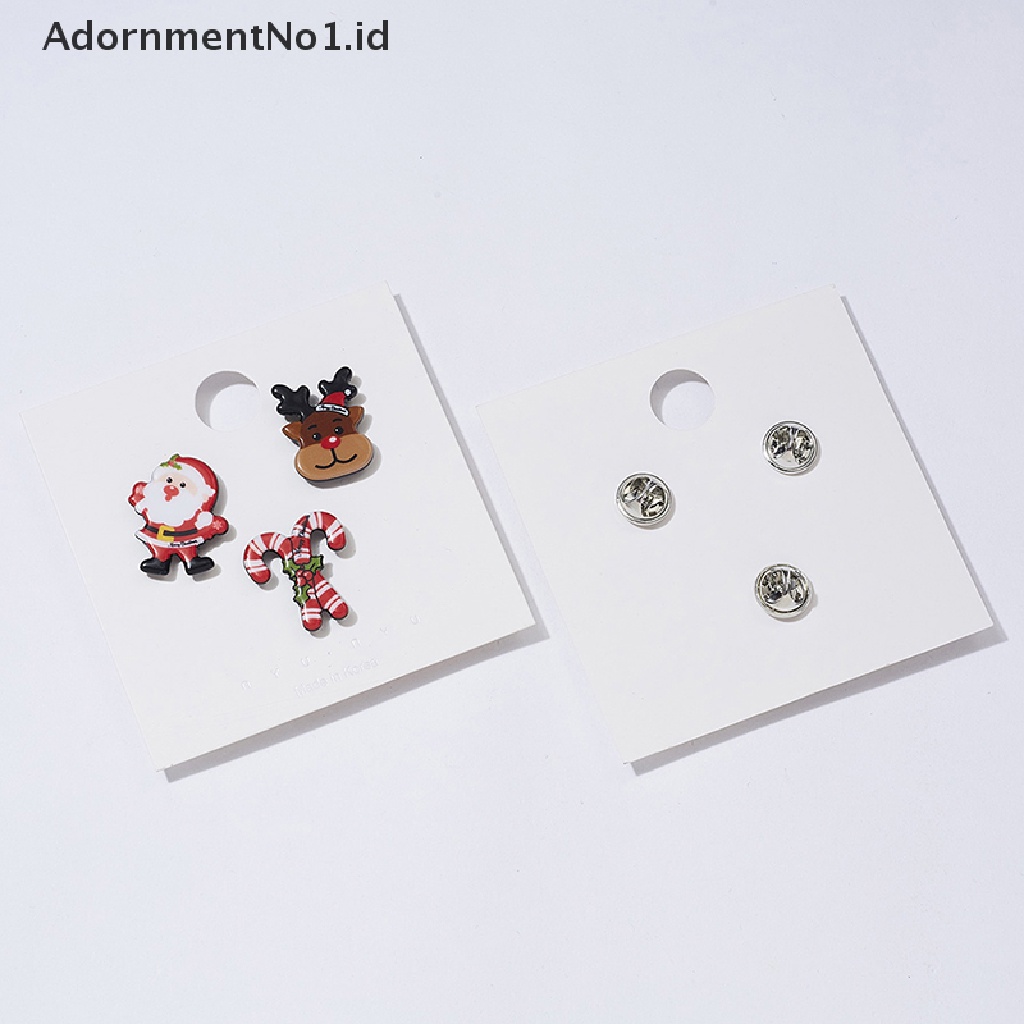 [AdornmentNo1] Set Bros Natal Trendy Santa Claus Elk Snowman Brooch Badges Pin Untuk Wanita [ID]