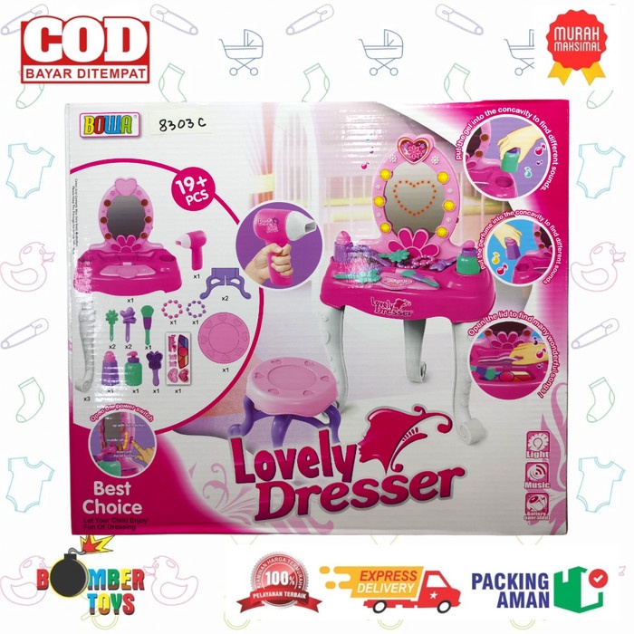 MAINAN ANAK PEREMPUAN MEJA RIAS LOVELY DRESSER BANGKU MUSIC LAMPU KADO