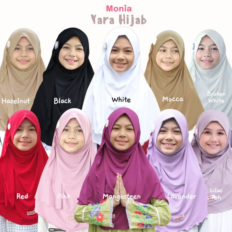 Best Seller Yara Hijab by Monia Hijab Kids size L (6-10th)  | Hijab instant terlaris | Jilbab Anak Instant