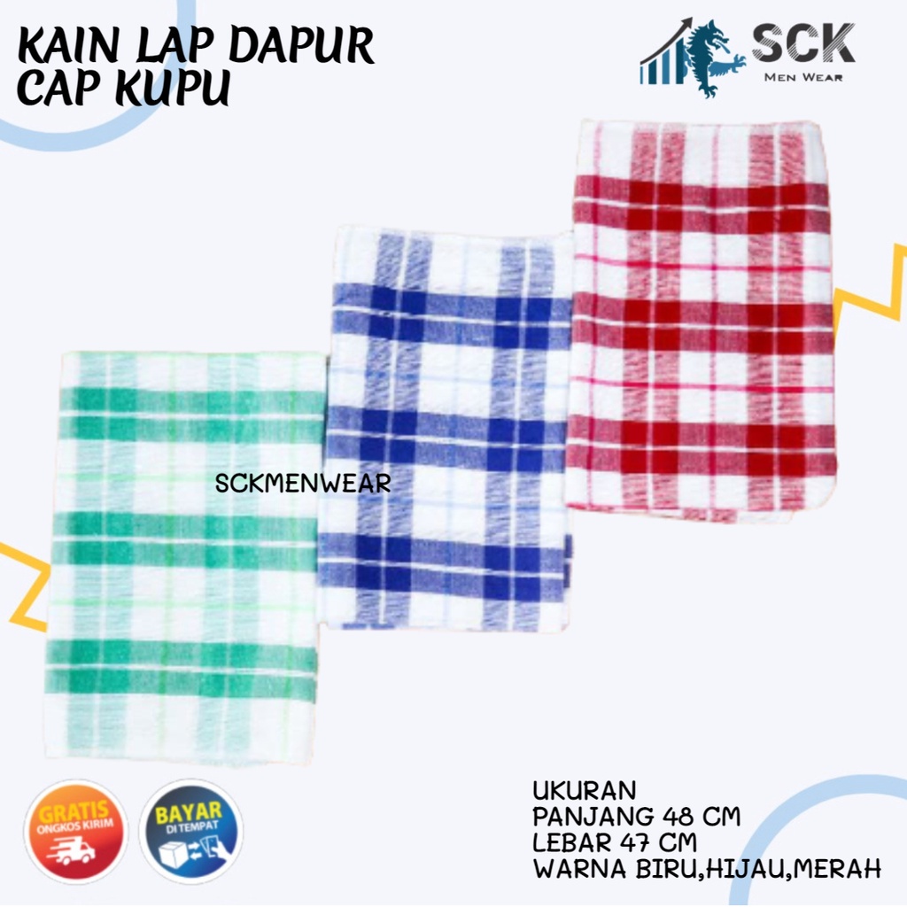 [ISI 3] Serbet CAP KUPU / KAIN LAP DAPUR MOTIF KOTAK KAIN KATUN - sckmenwear GROSIR